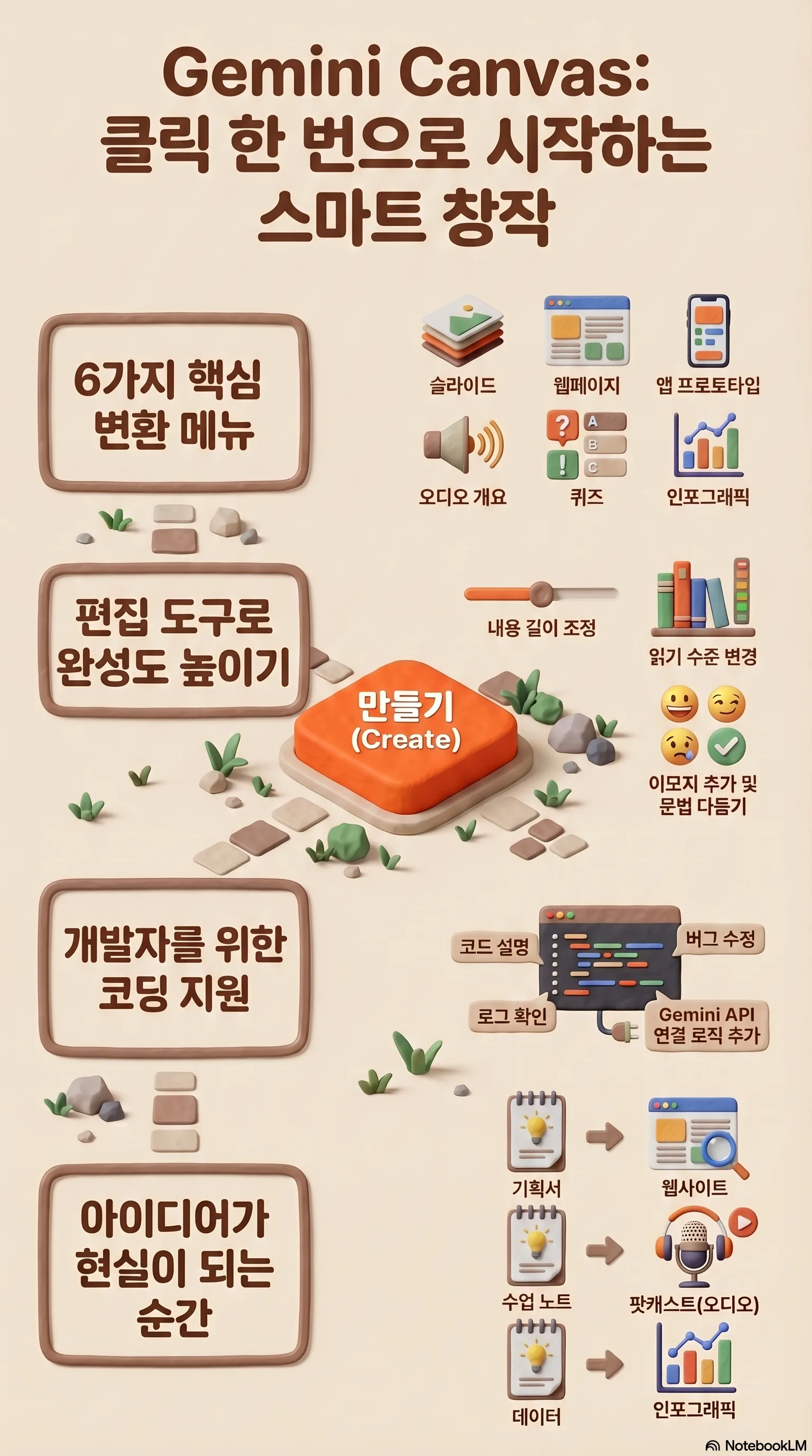 Gemini Canvas '만들기(Create)' 기능